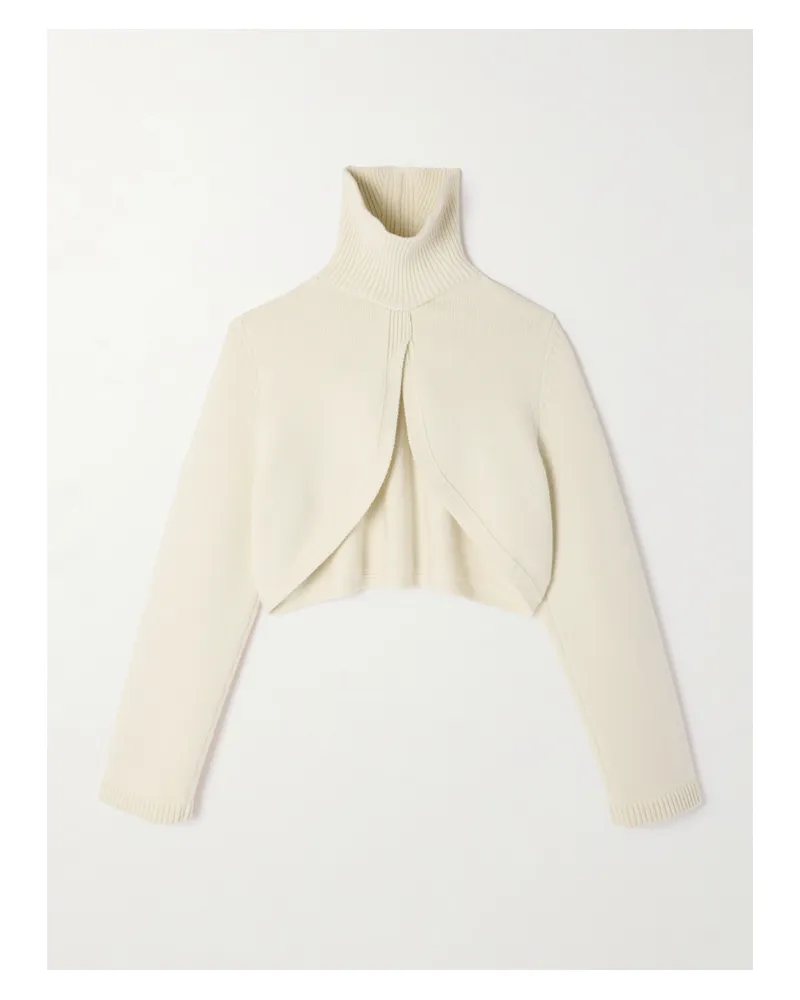 Alaïa Cropped Cashmere-blend Turtleneck Sweater - Ivory Ivory
