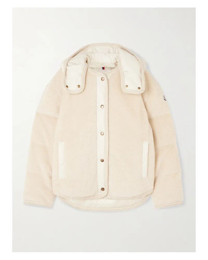 Moncler Ciboulette Daunenjacke Aus Plüschmaterial Mit Shell-besätzen Und Kapuze - Neutral Neutral