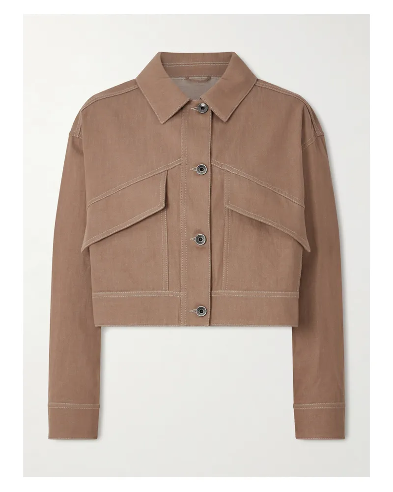Brunello Cucinelli Verkürzte Jacke Aus Baumwoll-twill - Neutral Neutral
