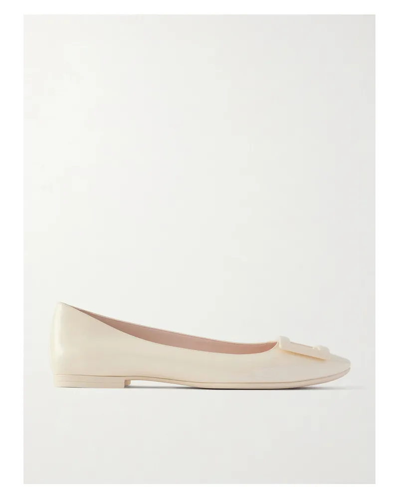 Roger Vivier Gommettine Patent-leather Ballet Flats - Neutrals Neutrals