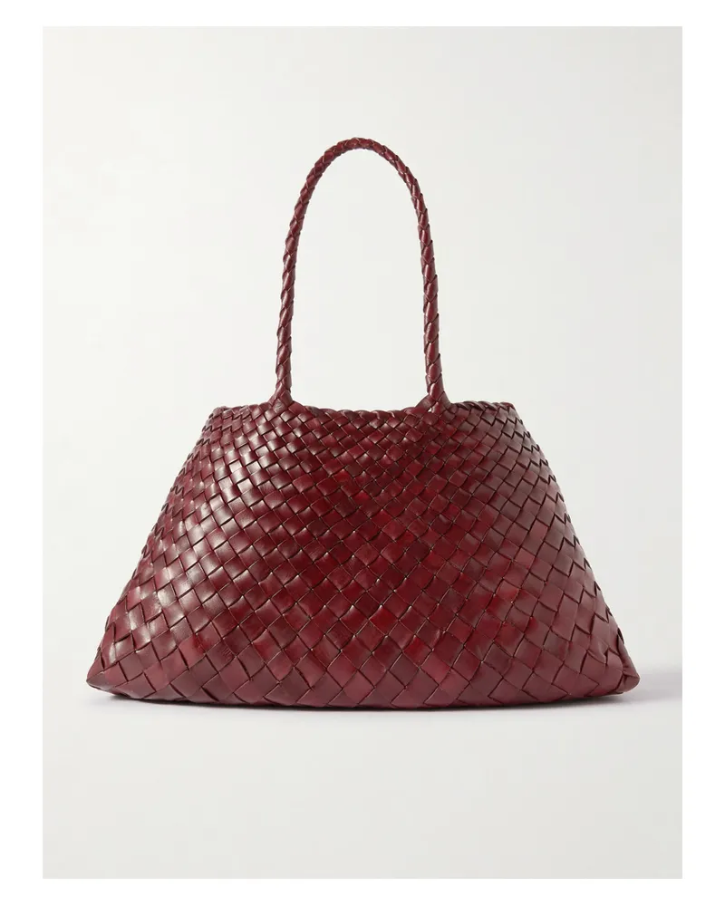 Dragon Diffusion Santa Croce Big Woven Leather Tote Bag - Burgundy Burgundy