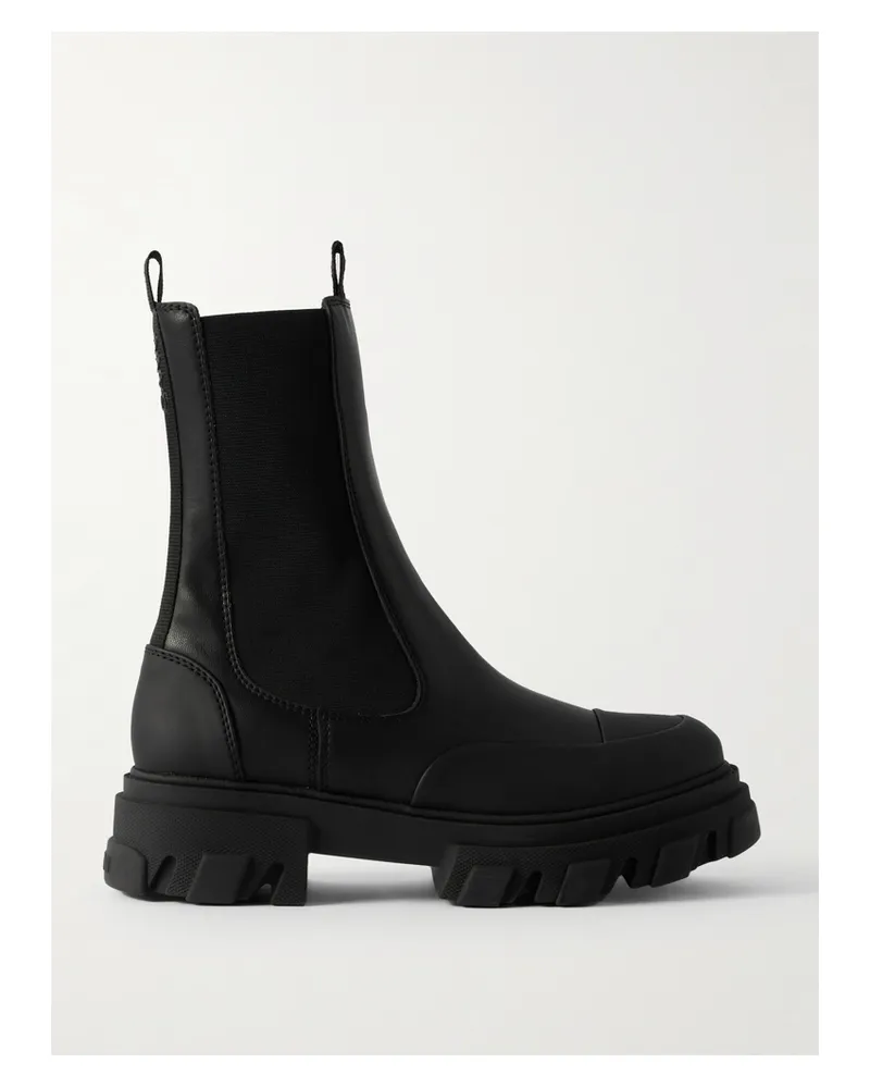 Ganni Chelsea Boots Aus Leder - Schwarz Schwarz