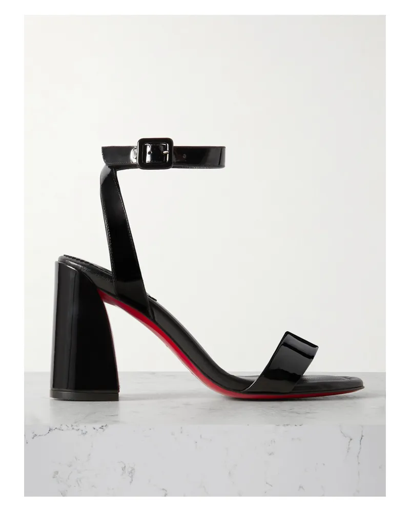 Christian Louboutin Miss Sabina 85 Patent-leather Sandals - Black Black