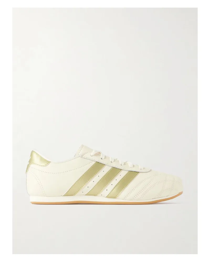 adidas Taekwondo Sneakers Aus Leder Mit Streifen In Metallic-optik - Creme Creme