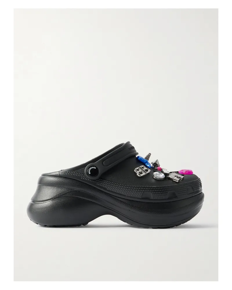 Balenciaga Crocs™ Embellished Rubber Mules - Black Black