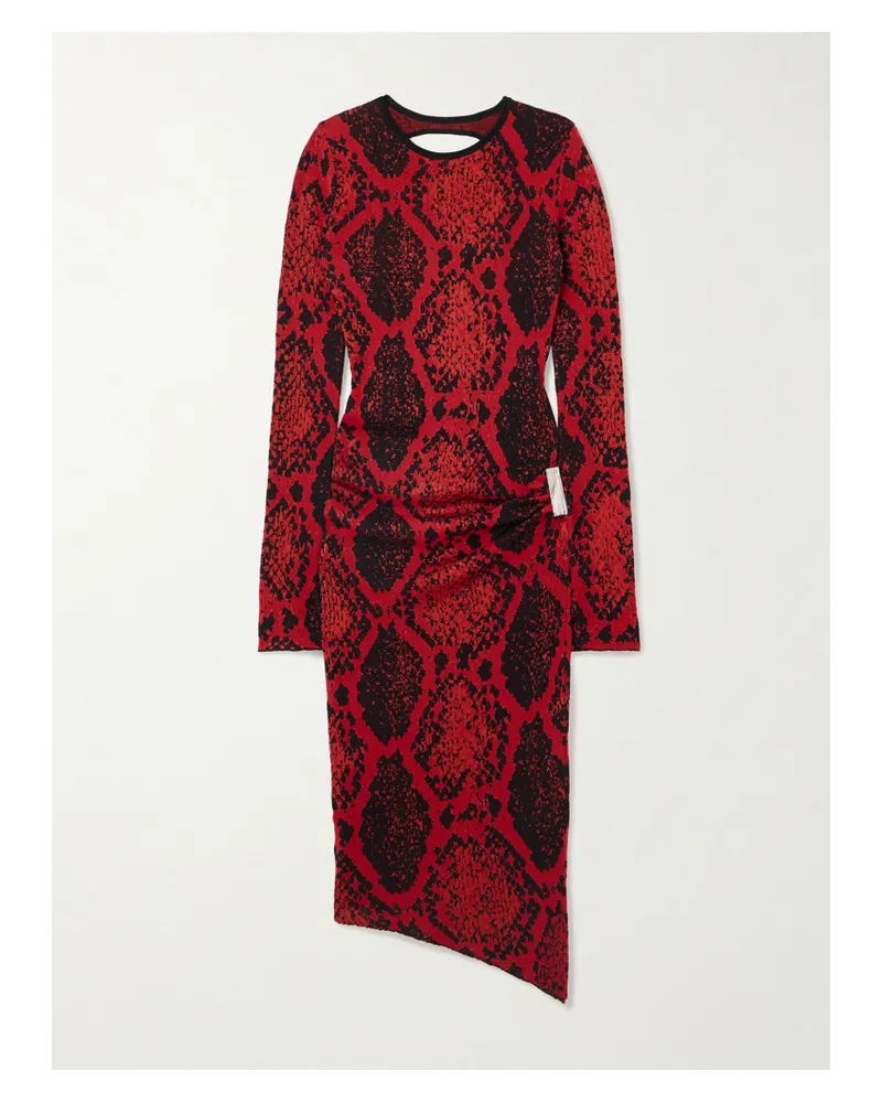 ATTICO Rückenfreies Midikleid Aus Jacquard-strick Mit Raffung - Rot Rot
