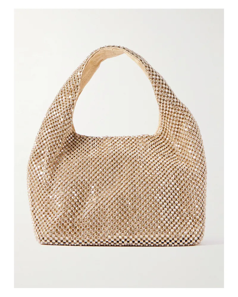 Loeffler Randall Kenzie Crystal-embellished Faille Clutch - Gold Gold