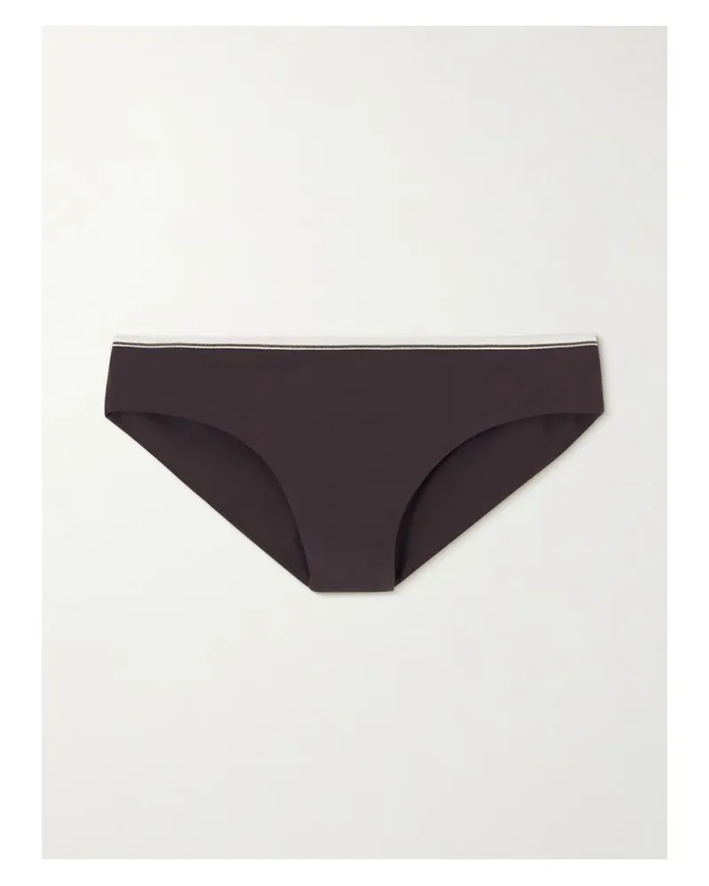 Brunello Cucinelli Zweifarbiges Bikini-höschen Mit Zierperlen - Braun Braun