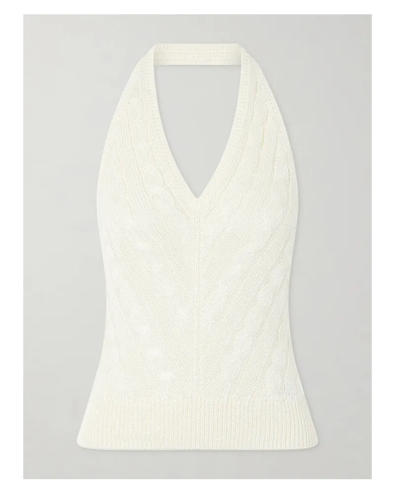 Ralph Lauren Cable-knit Silk Halterneck Top - Cream Cream