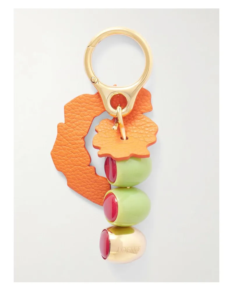 Loewe Martini Olives Goldfarbener Schlüsselanhänger Mit Emaille Und Details Aus Strukturiertem Leder - Grün Grün