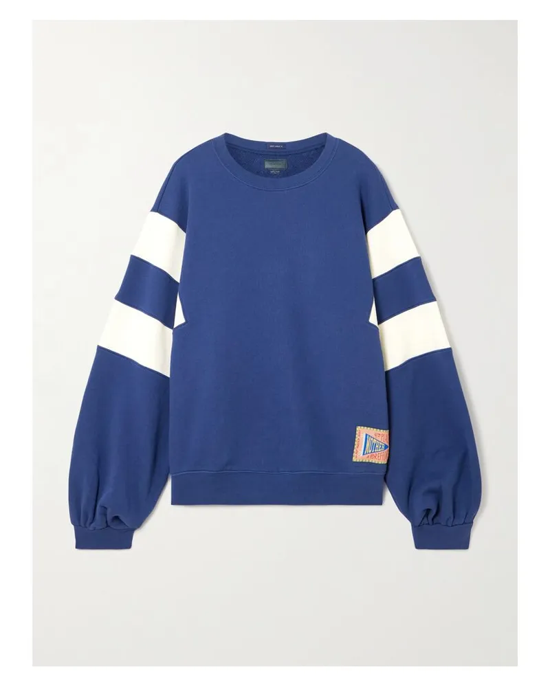 Mother The Drop Square Inset Oversized-sweatshirt Aus Baumwoll-jersey Mit Streifen - Blau Blau