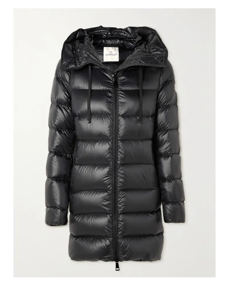 Moncler Suyen Gesteppte Daunenjacke Aus Glänzendem Shell Mit Kapuze - Schwarz Schwarz