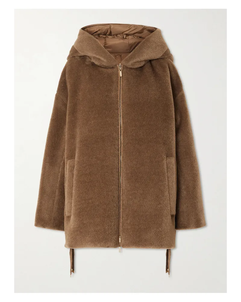 Max Mara The Cube Olivia Wendbare Daunenjacke Aus Gestepptem Shell Und Einer Alpakawoll-wollmischung Mit Kapuze - Braun Braun