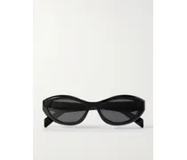 Oval-frame Acetate Sunglasses - Black