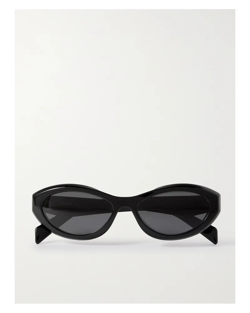 Prada Oval-frame Acetate Sunglasses - Black Black