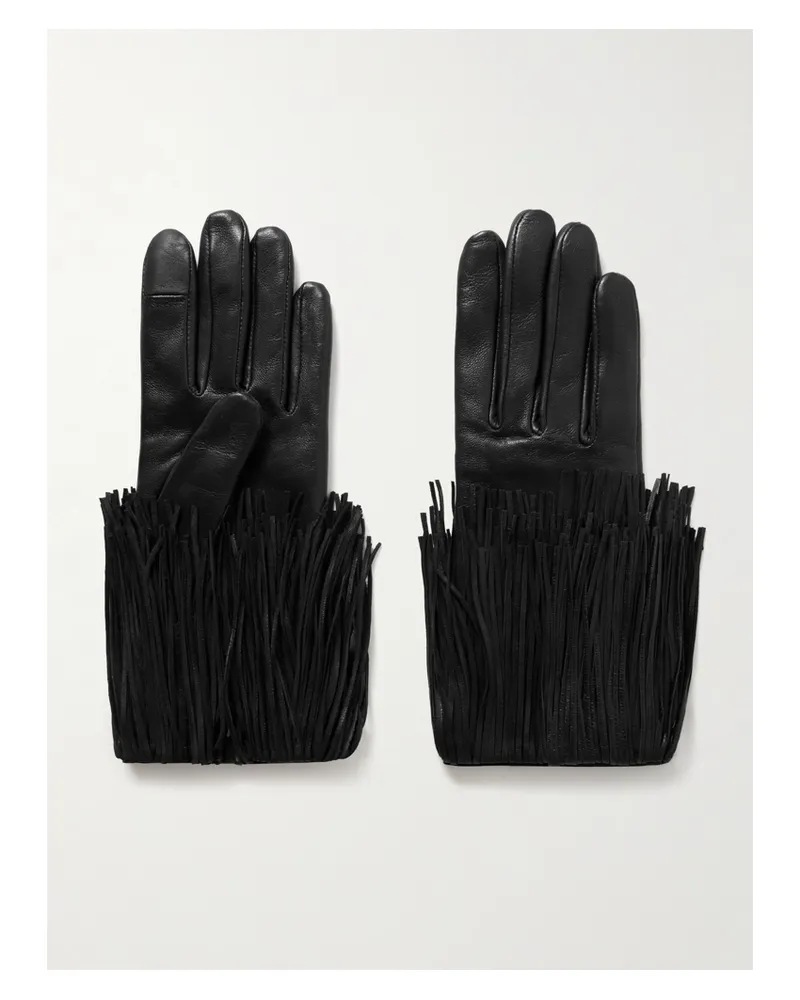 Agnelle Lena Handschuhe Aus Leder Mit Fransen - Schwarz Schwarz