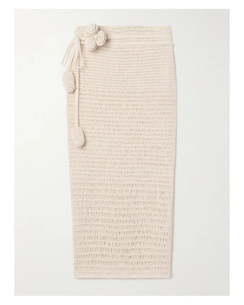 Magda Butrym Midirock Aus Einer Gehäkelten Baumwollmischung Mit Applikationen - Neutral Neutral