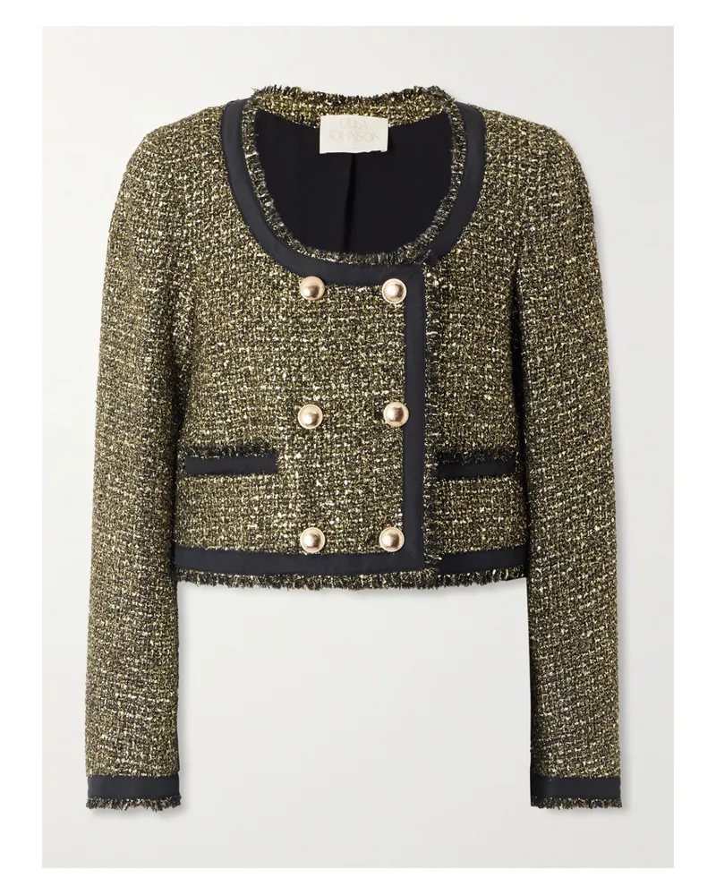 Ulla Johnson Anisa Doppelreihige Jacke Aus Metallic-tweed Mit Ripsbandbesätzen - Mehrfarbig Mehrfarbig
