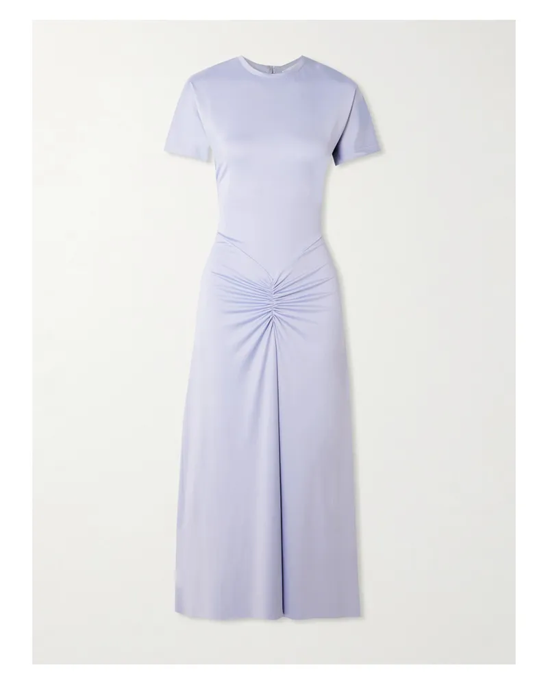 Victoria Beckham Midikleid Aus Glänzendem Jersey Mit Raffungen - Blau Blau