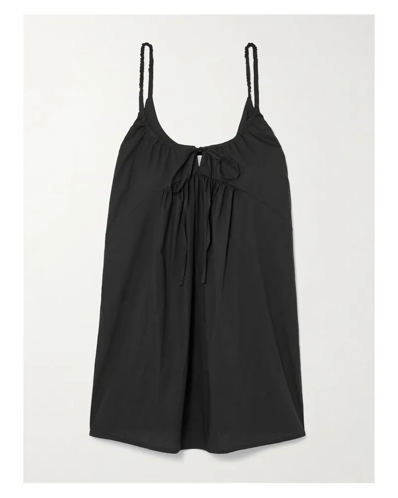 Deiji Studios Minikleid Aus Biobaumwollpopeline Mit Raffungen Zum Binden - Schwarz Schwarz