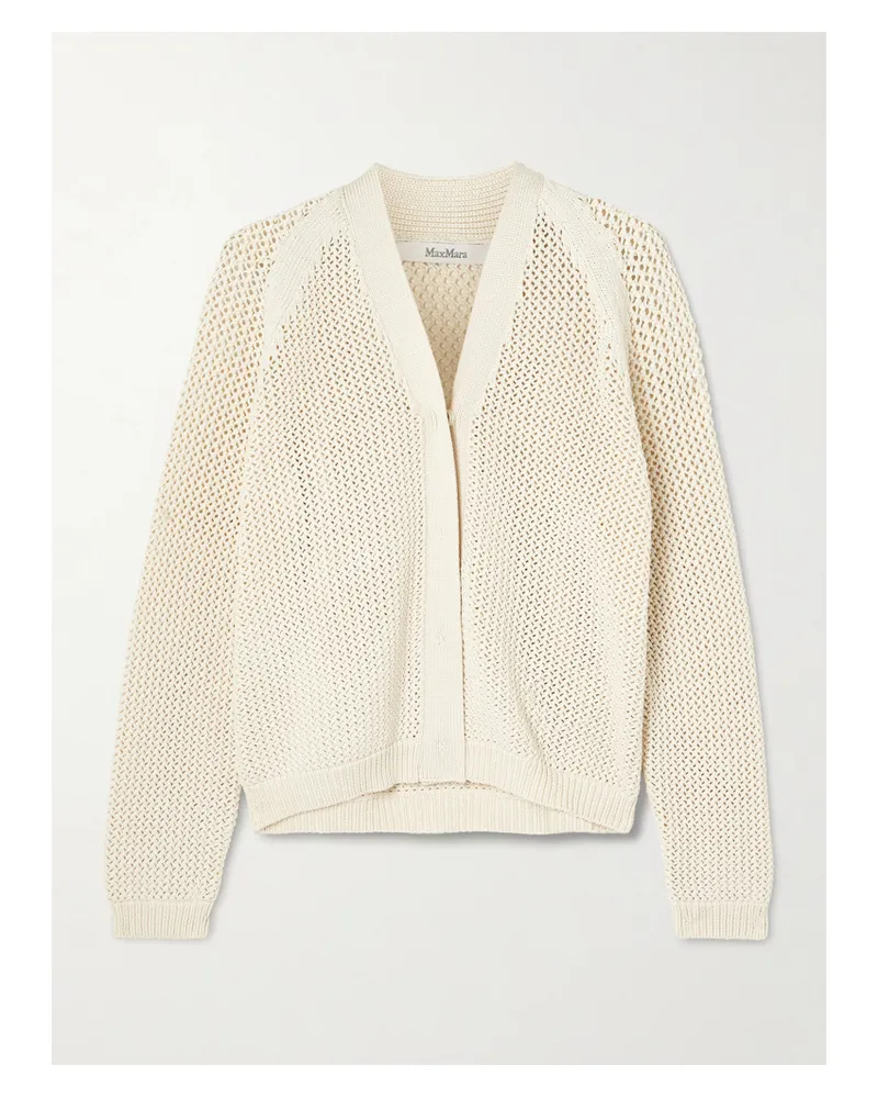 Max Mara Open-knit Silk-blend Cardigan - Ivory Ivory