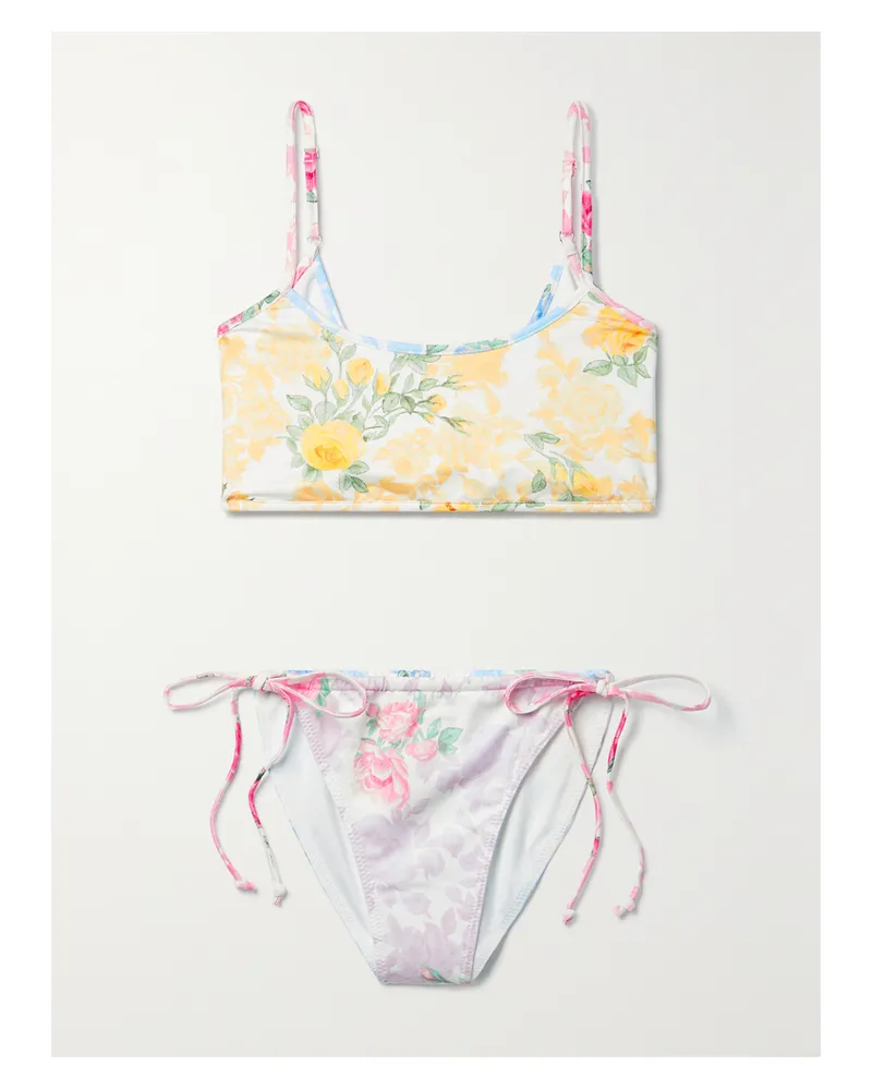 LoveShackFancy Miyo Bikini Mit Blumenprint - Gelb Gelb