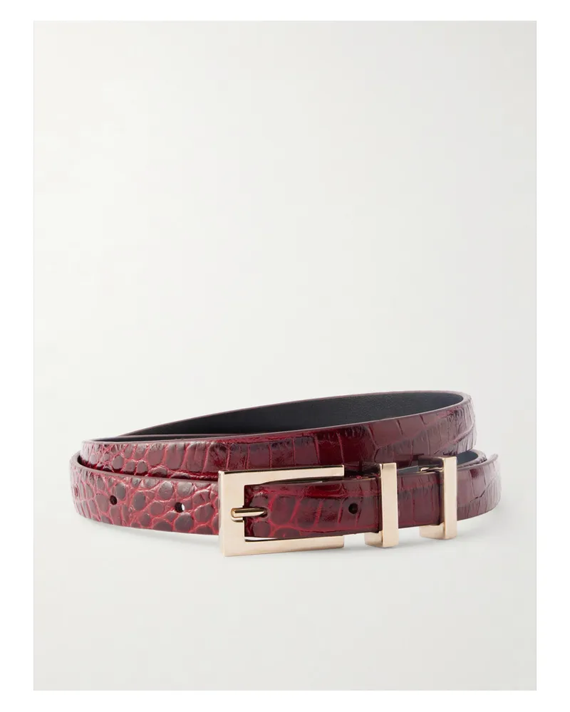 Tom Ford Croc-effect Patent-leather Belt - Red Red