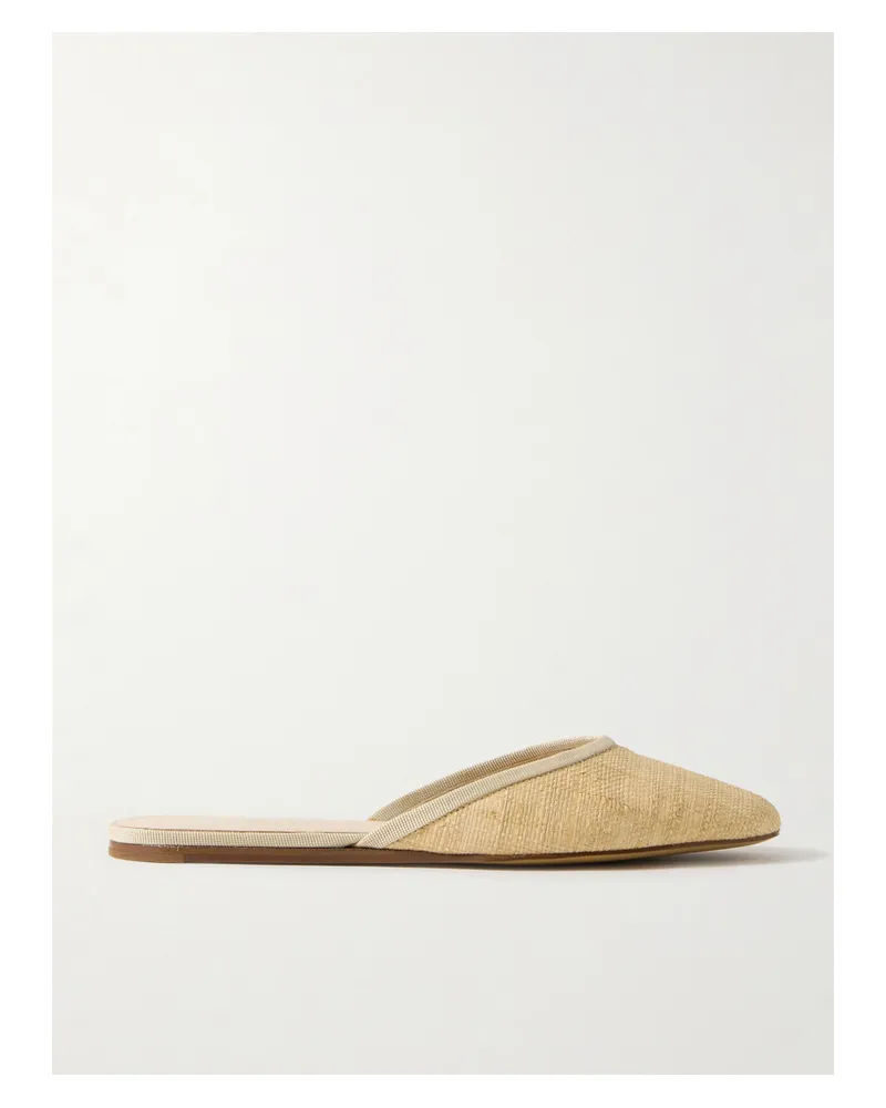 Le Monde Béryl Regency Pantoletten Aus Raffiabast Mit Ripsbandbesätzen - Neutral Neutral