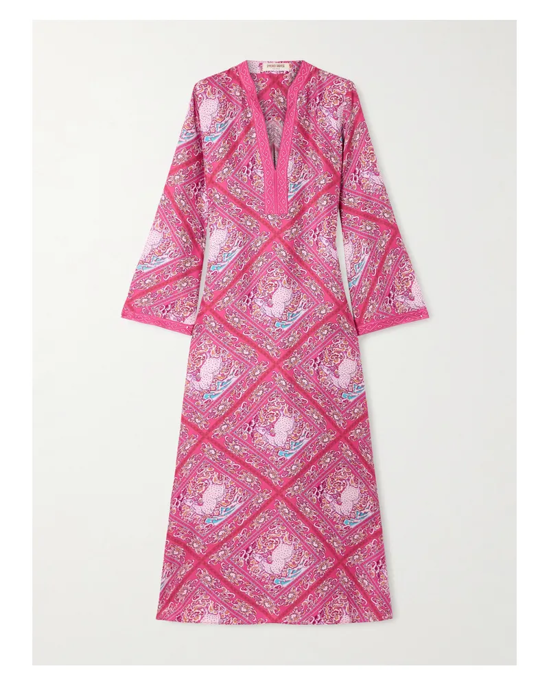 Emporio Sirenuse Jenna Printed Silk Kaftan - Pink Pink