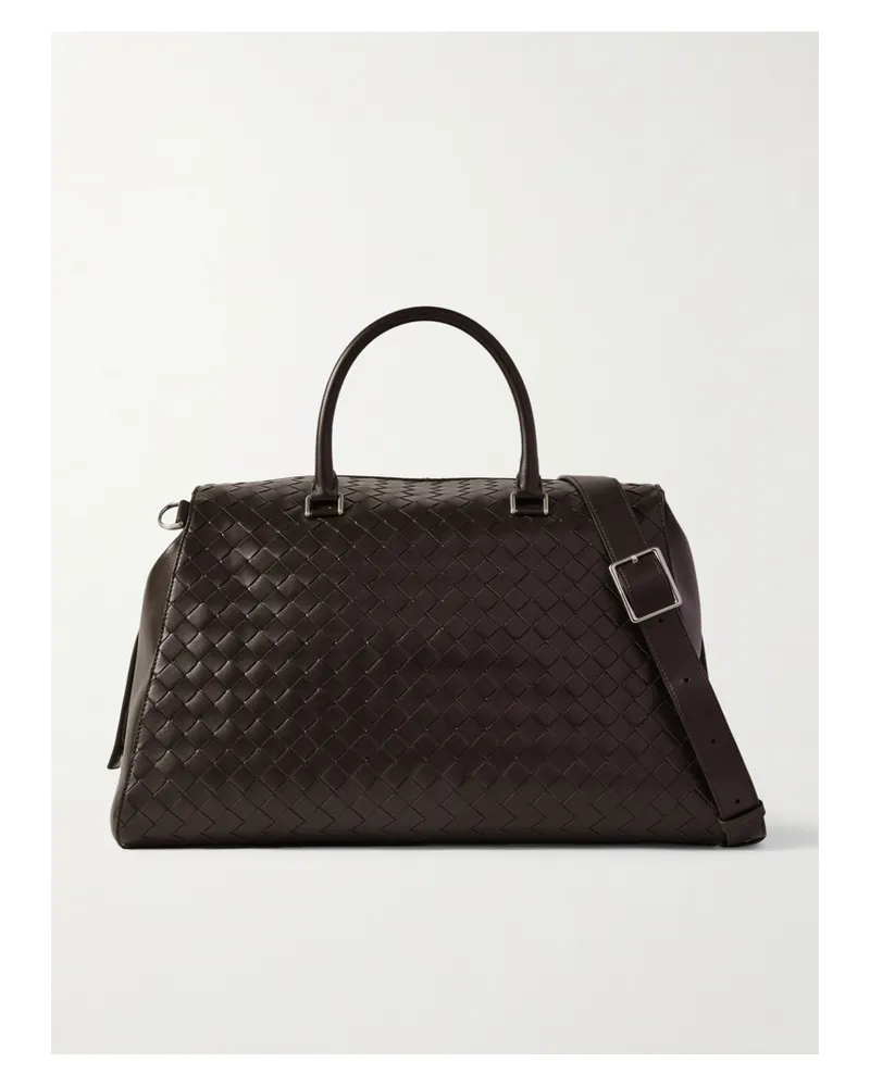 Bottega Veneta Intrecciato Leather Weekend Bag - Brown Brown