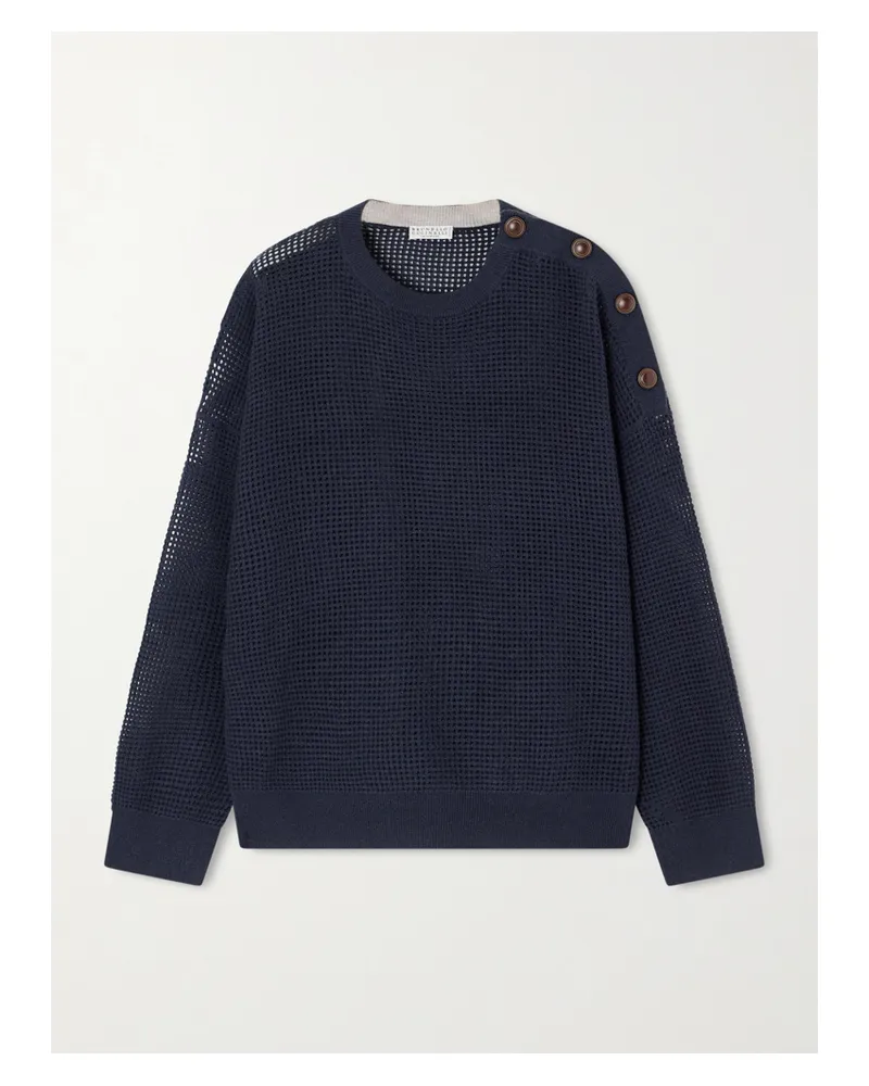 Brunello Cucinelli Kaschmirpullover In Waffelstrick - Blau Blau