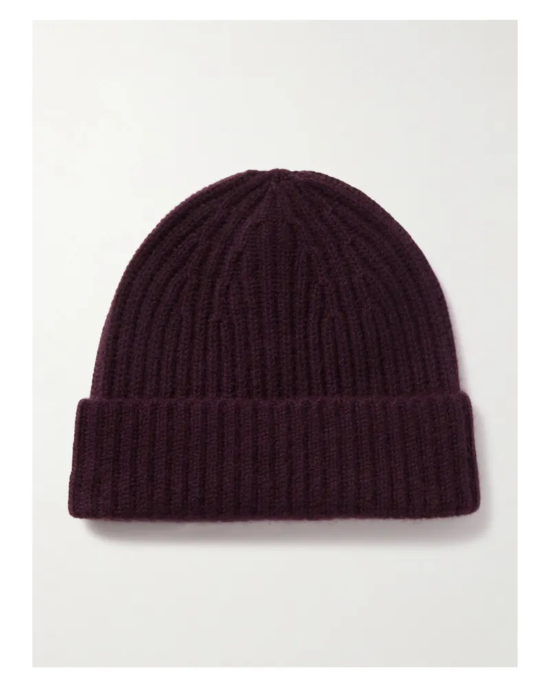 Lisa Yang Martigny Ribbed Cashmere Beanie - Burgundy Burgundy