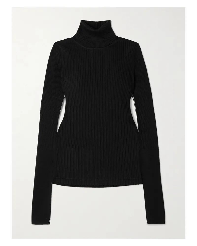 Maria Mcmanus Rollkragenpullover Aus Merinowolle In Rippstrick - Schwarz Schwarz