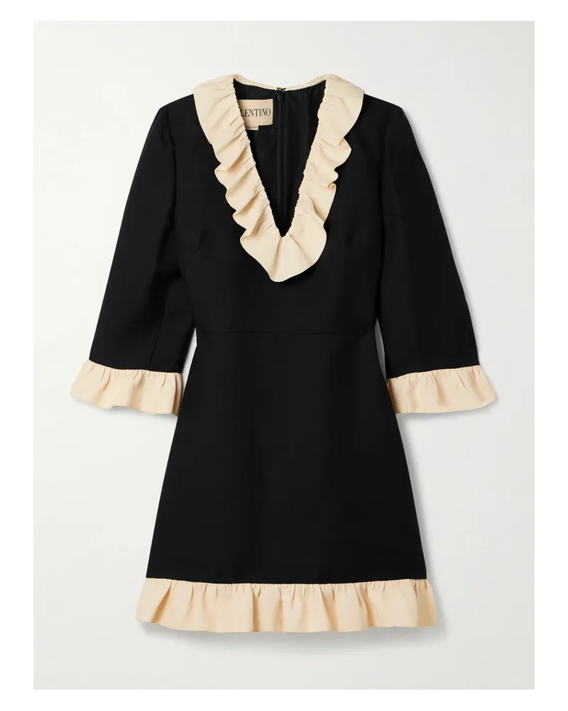 Valentino Garavani Minikleid Aus Crêpe Aus Einer Seidenmischung Mit Rüschen - Schwarz Schwarz