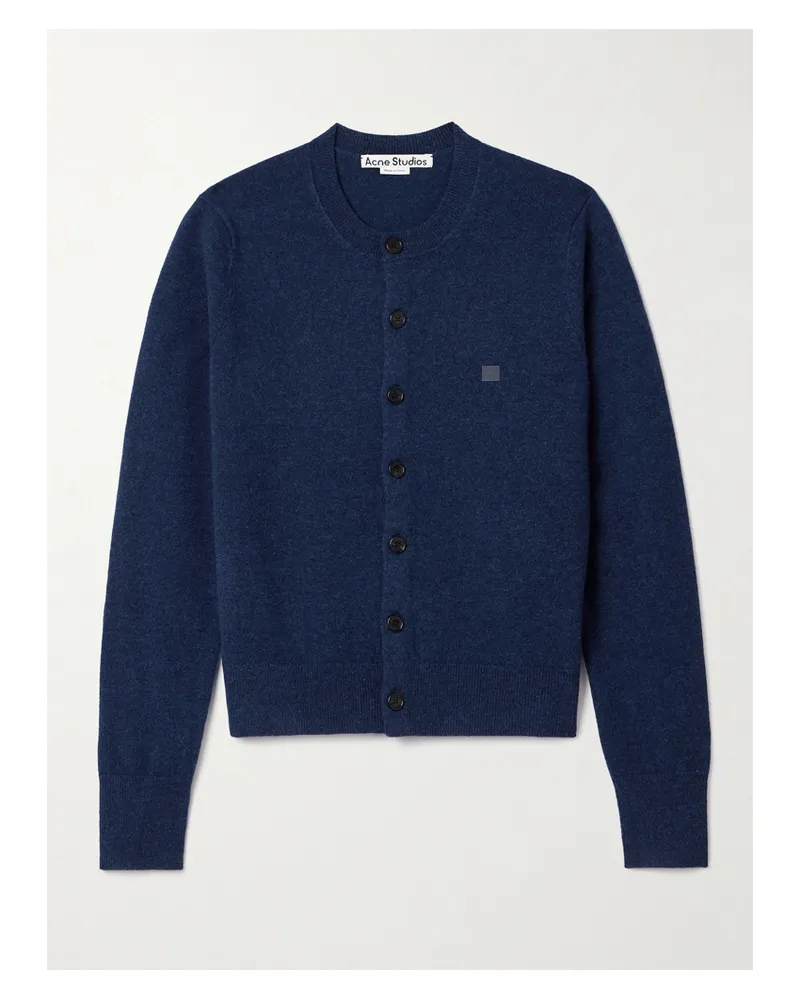 Acne Studios Cardigan Aus Wolle Mit Applikation - Blau Blau