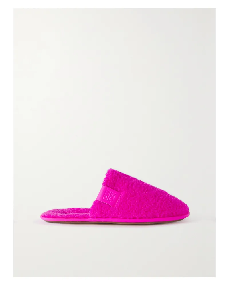 Loewe Neonfarbene Slippers Aus Fleece Mit Lederbesatz - Pink Pink
