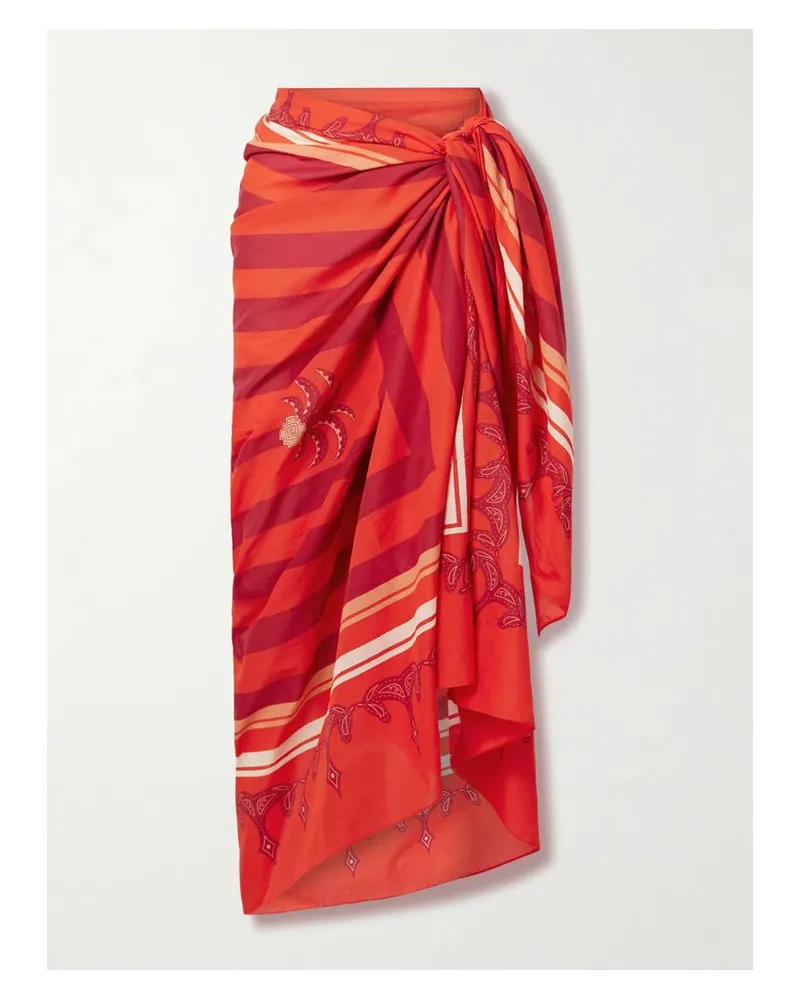 Johanna Ortiz Pareo Aus Bedrucktem Biobaumwoll-voile - Rot Rot