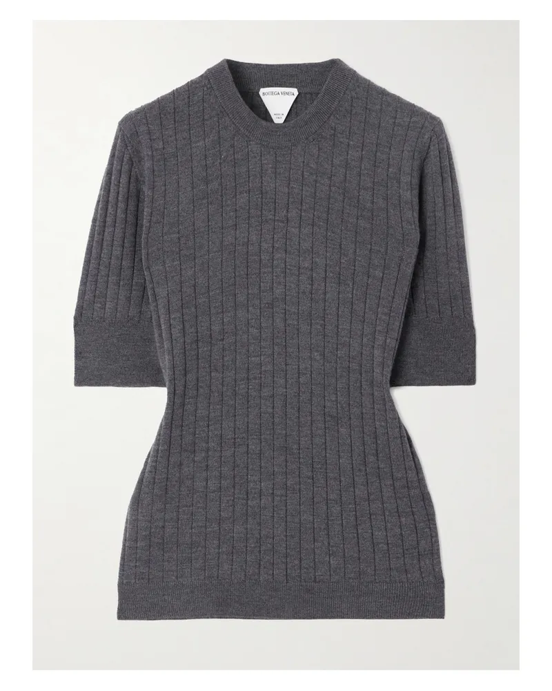 Bottega Veneta Ribbed Wool T-shirt - Gray Gray
