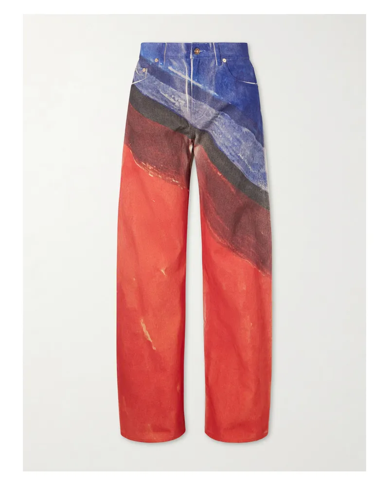 Gabriela Hearst Amoret Printed High-rise Barrel-leg Recycled Jeans - Red Red