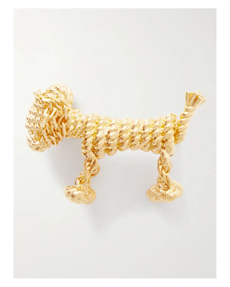 Loewe Sausage Dog Goldfarbene Brosche Gold