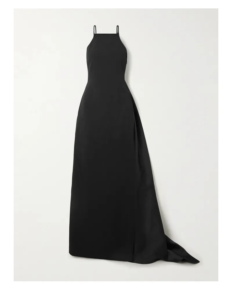 Solace London Ulla Robe Aus Crêpe Und Twill Mit Falten - Schwarz Schwarz