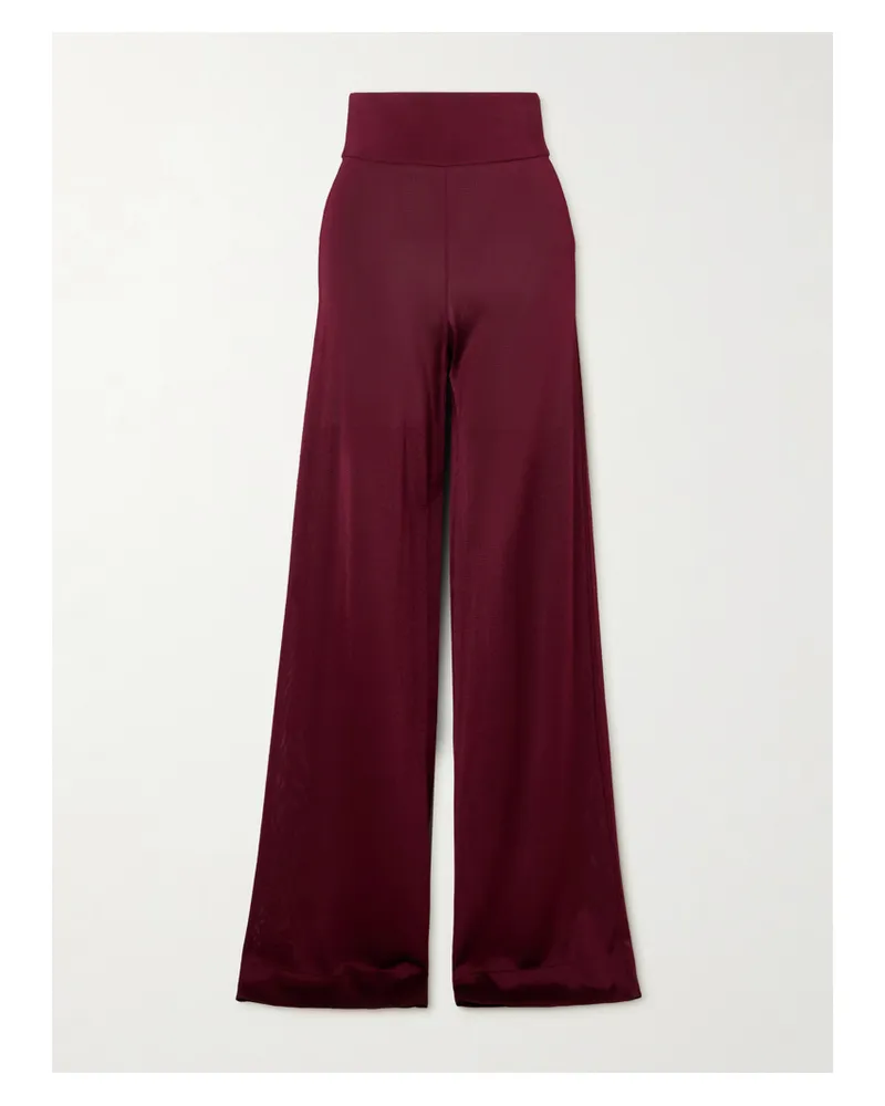 GALVAN Hose Mit Weitem Bein Aus Stretch-strick - Burgunder Burgunder