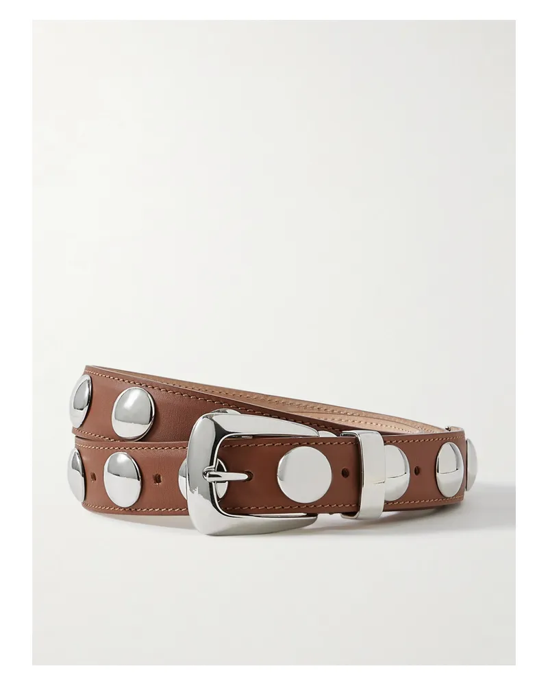 KHAITE Benny Studded Leather Belt - Brown Brown