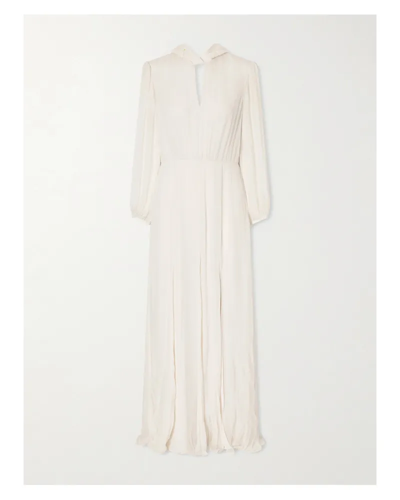 Saloni Floral-print Silk-crepon Gown - Cream Cream