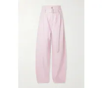 Maria Mcmanus Corset Belted Pintucked High-rise Wide-leg Organic Jeans - Pink