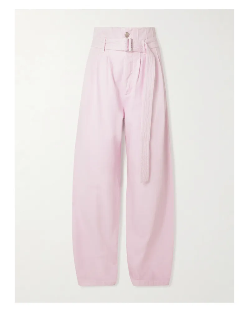 AGOLDE Maria Mcmanus Corset Belted Pintucked High-rise Wide-leg Organic Jeans - Pink Pink