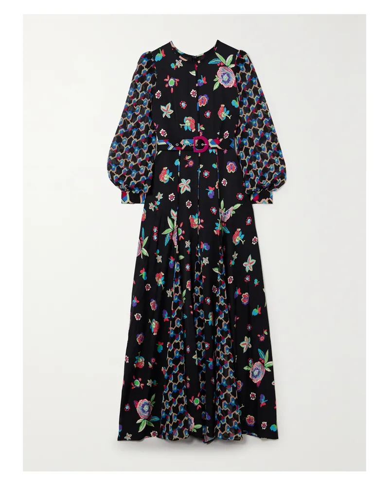 Diane von Furstenberg Elliot Maxikleid Aus Satin Und Chiffon Aus Einer Lenzing™ Viskosemischung Mit Bindegürtel Und Print - Lila Lila