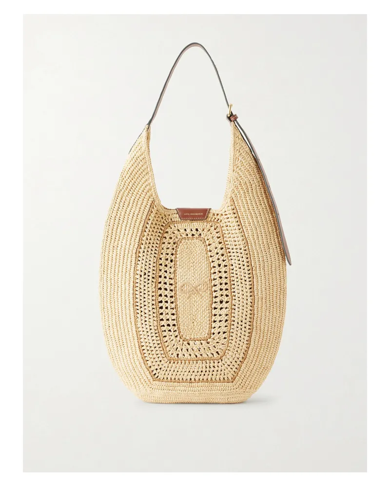 Anya Hindmarch Bow Leather-trimmed Raffia Tote - Neutrals Neutrals
