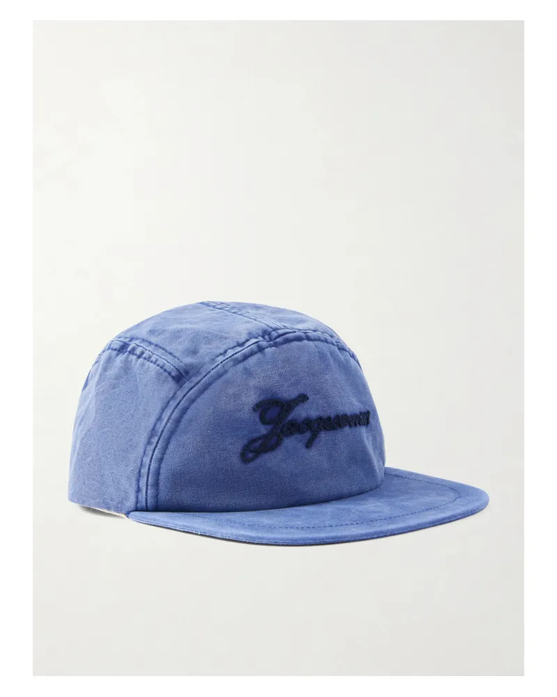 Jacquemus Gardian Embroidered Cotton Baseball Cap - Blue Blue