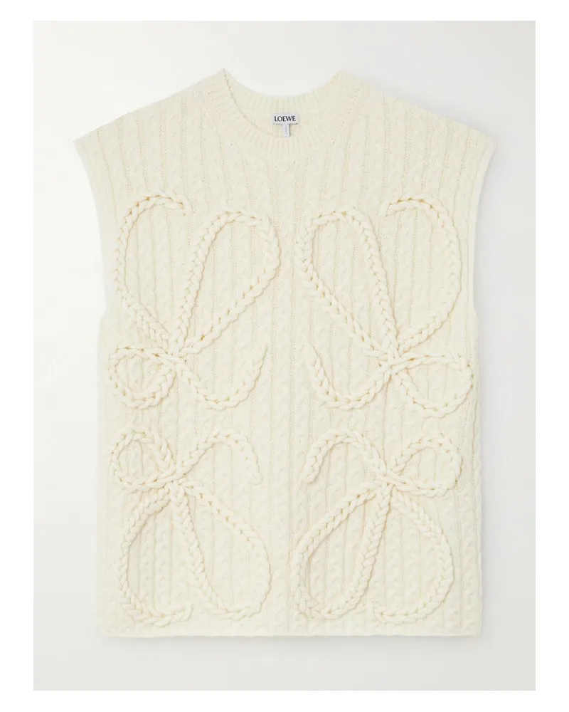 Loewe Anagram Pullunder Aus Wolle In Zopfstrick - Elfenbein Elfenbein